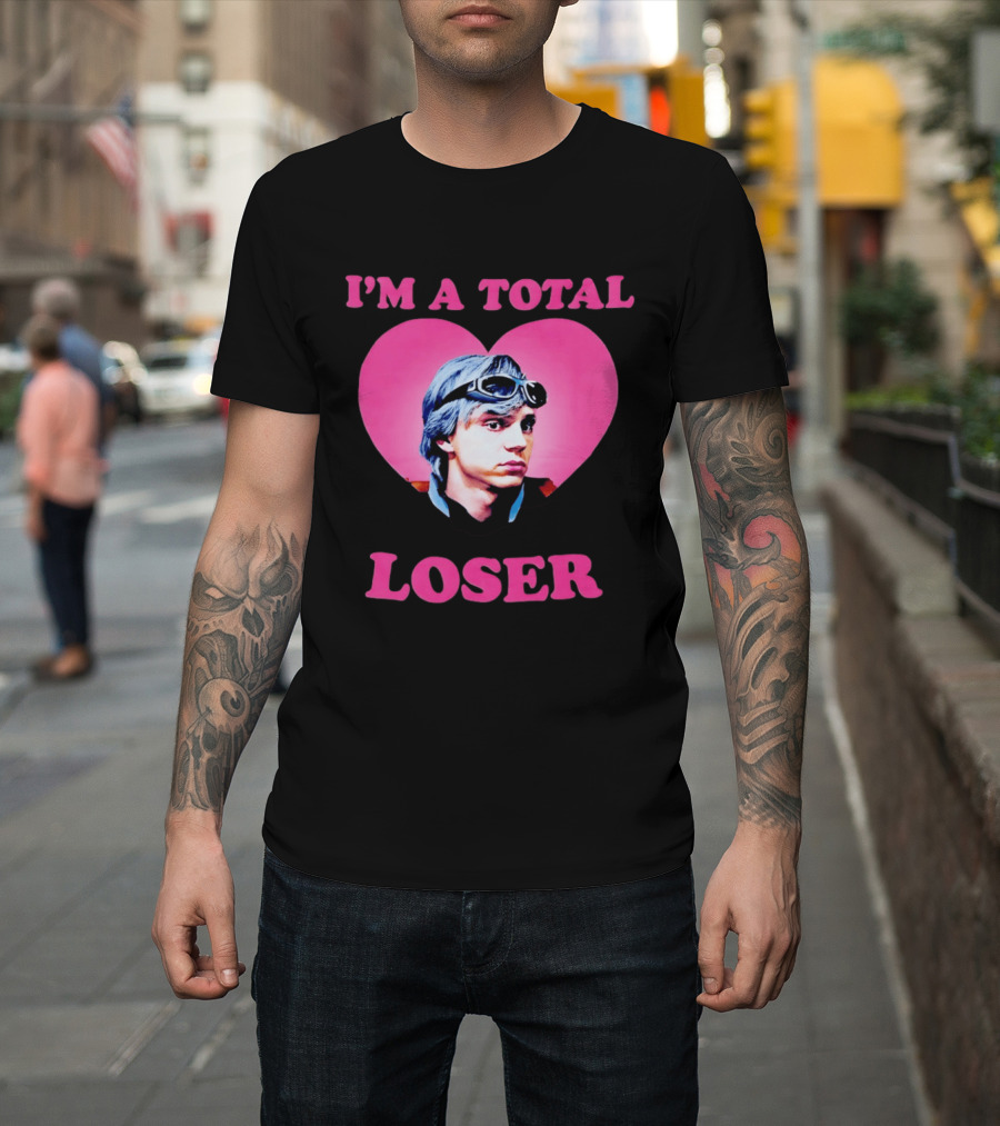 Evan Peters I'm A Total Loser Pink Heart Goggles T-Shirt