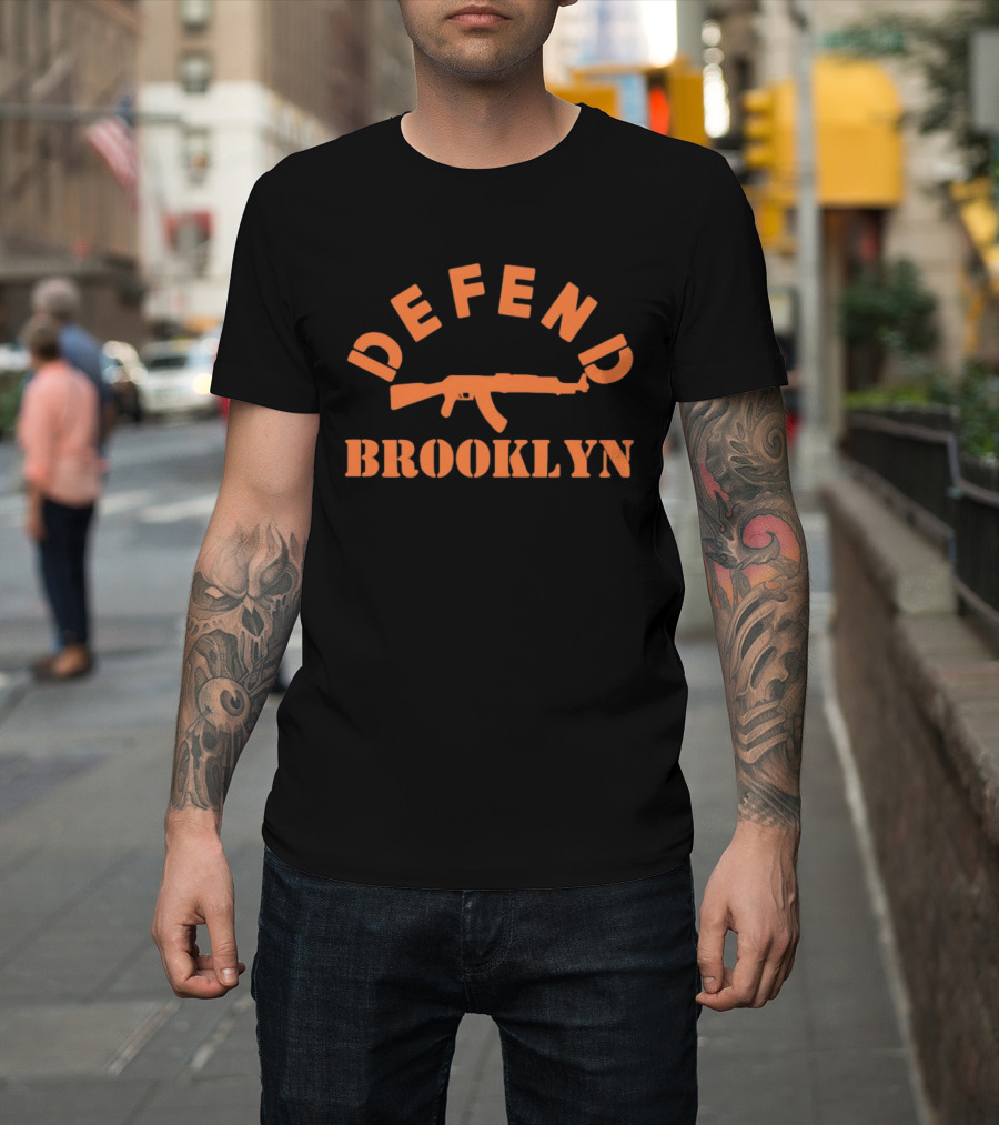 DEFEND Brooklyn AK 47 Rifle Shape Bold Orange T-Shirt