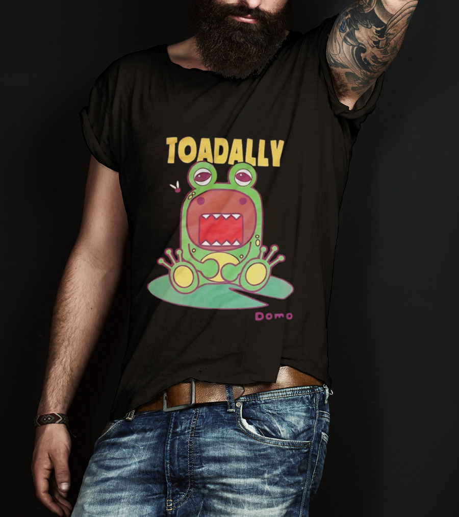 Toadally Domo Cartoon Frog With Red Mouth And Butterfly T-Shirt
