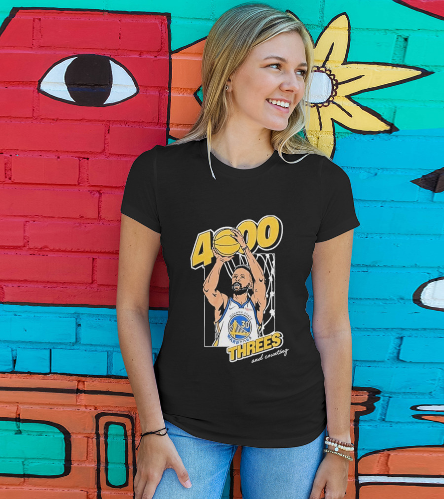 Golden State Warriors Steph Curry 4000 Threes And Counting T-Shirt