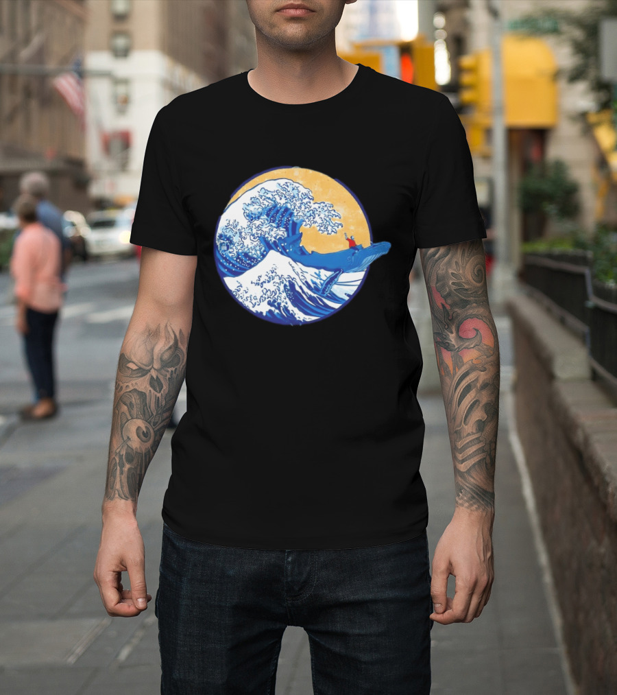 The Great Wave Meets The Great Beast With Whale Rider And Surfing Waves T-Shirt