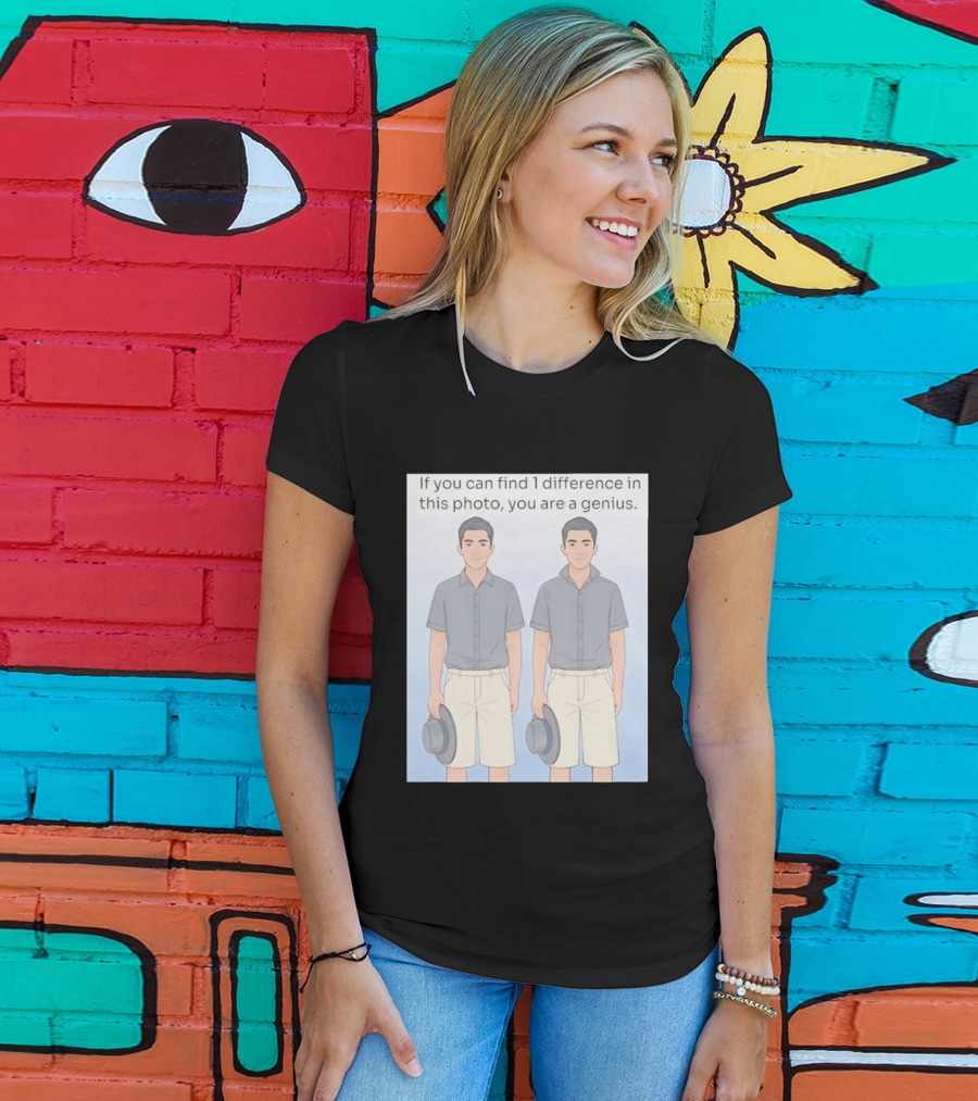 If You Can Find 1 Difference In This Photo You Are A Genius Puzzle Challenge T-Shirt