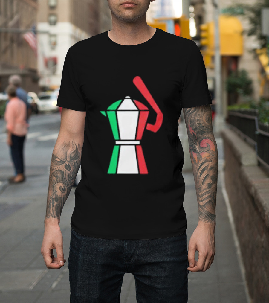 Italian Flag Moka Coffee Pot Icon Italy T-Shirt