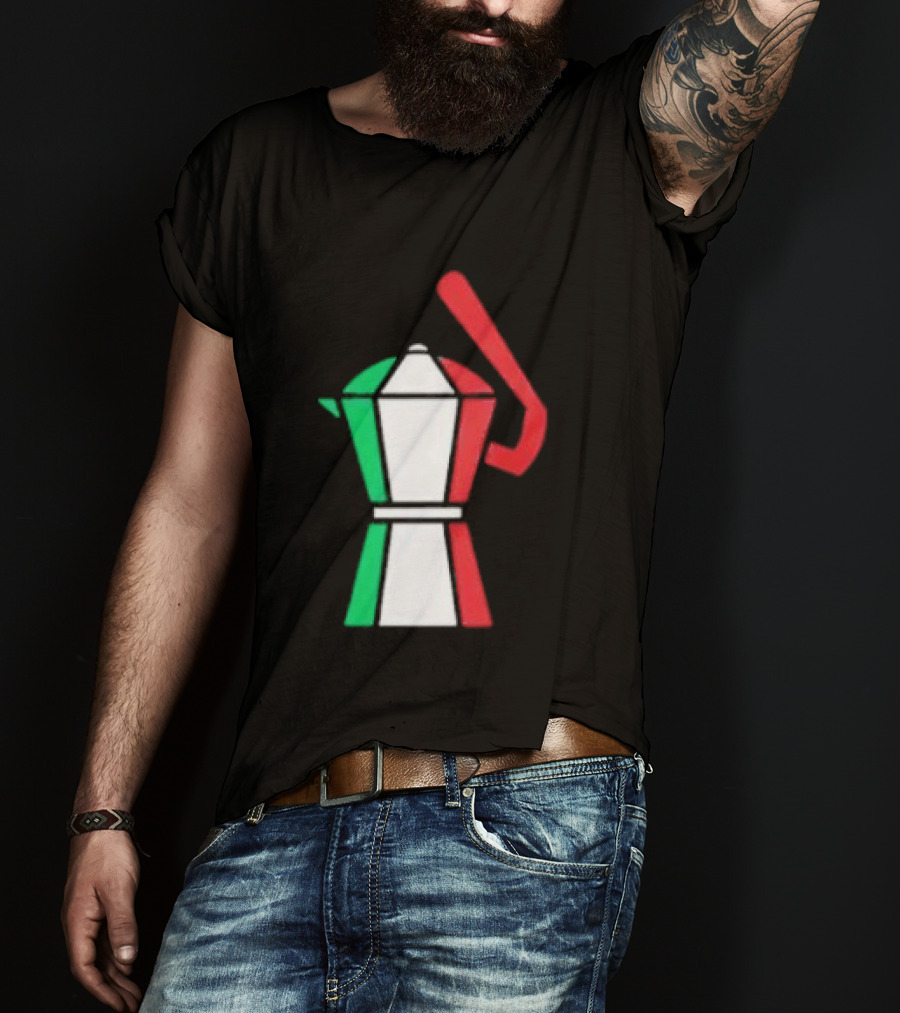 Italian Flag Moka Coffee Pot Icon Italy T-Shirt