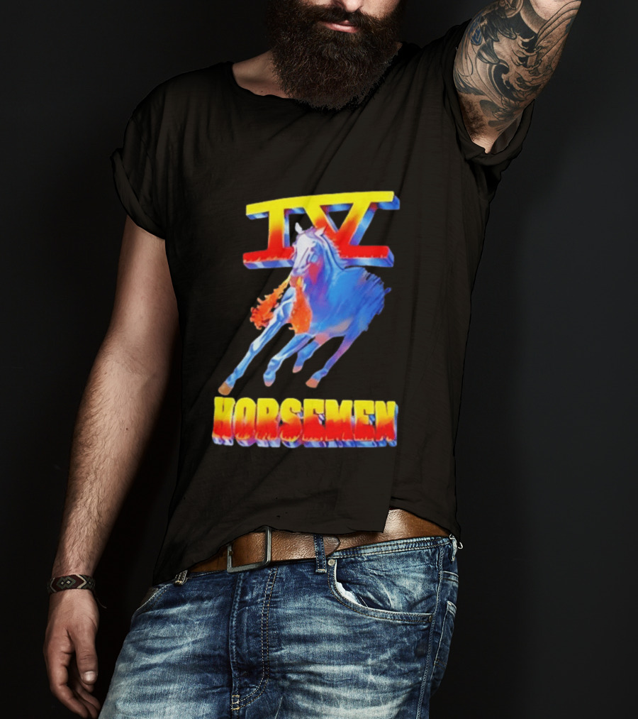 IV Horsemen Fire Breathing Blue Horse Flame Burst T-Shirt