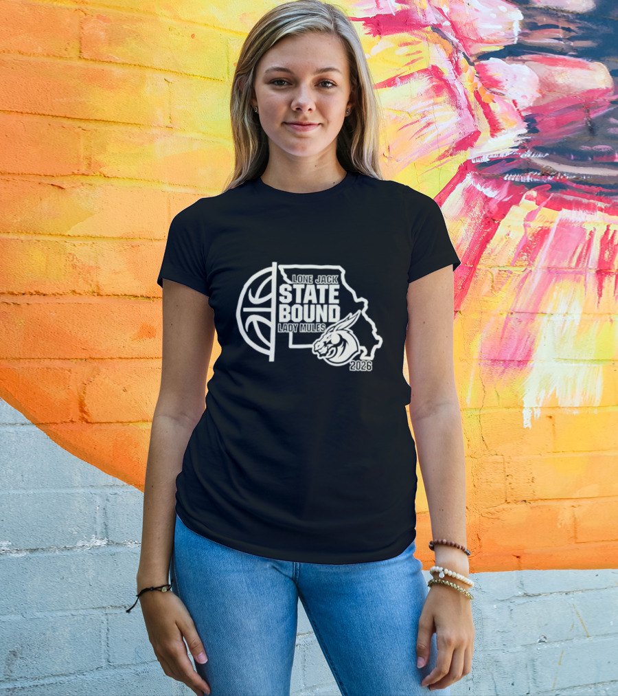 Lone Jack State Bound Lady Mules 2026 Missouri Basketball Map T-Shirt