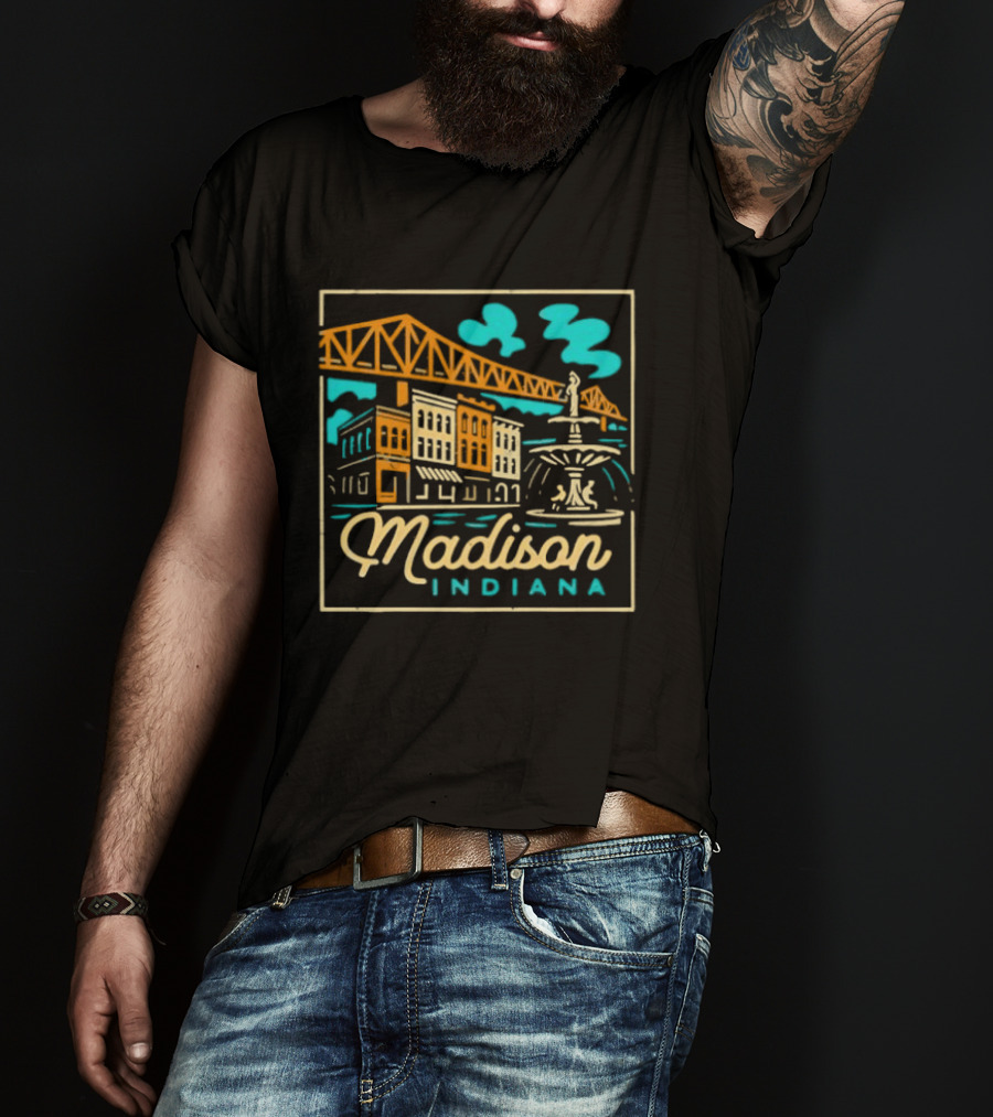 Madison Indiana Broadway Fountain Milton Wright Bridge T-Shirt