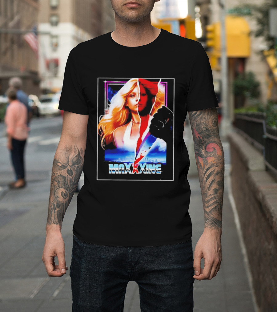 MaXXXine Mia Goth Horror Movie Knife Urban Skyline T-Shirt