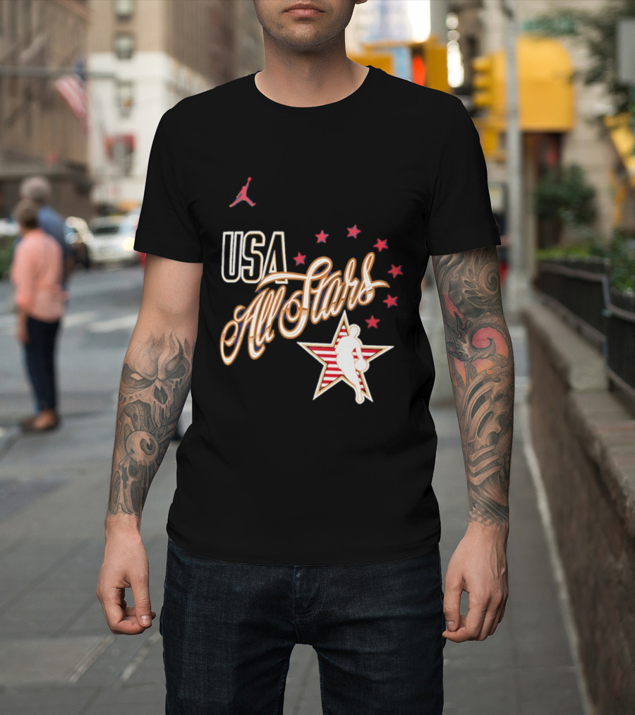 USA All Stars Basketball Red Stars Patriotic T-Shirt