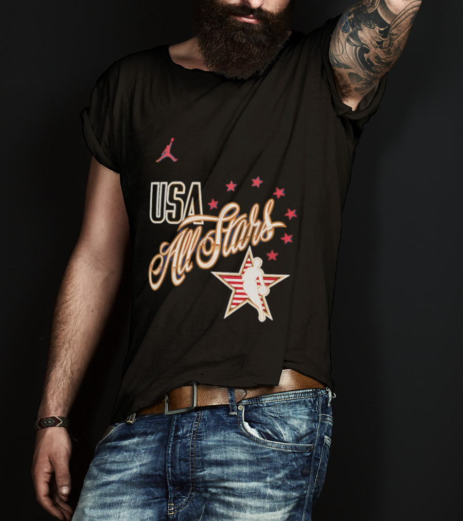 USA All Stars Basketball Red Stars Patriotic T-Shirt