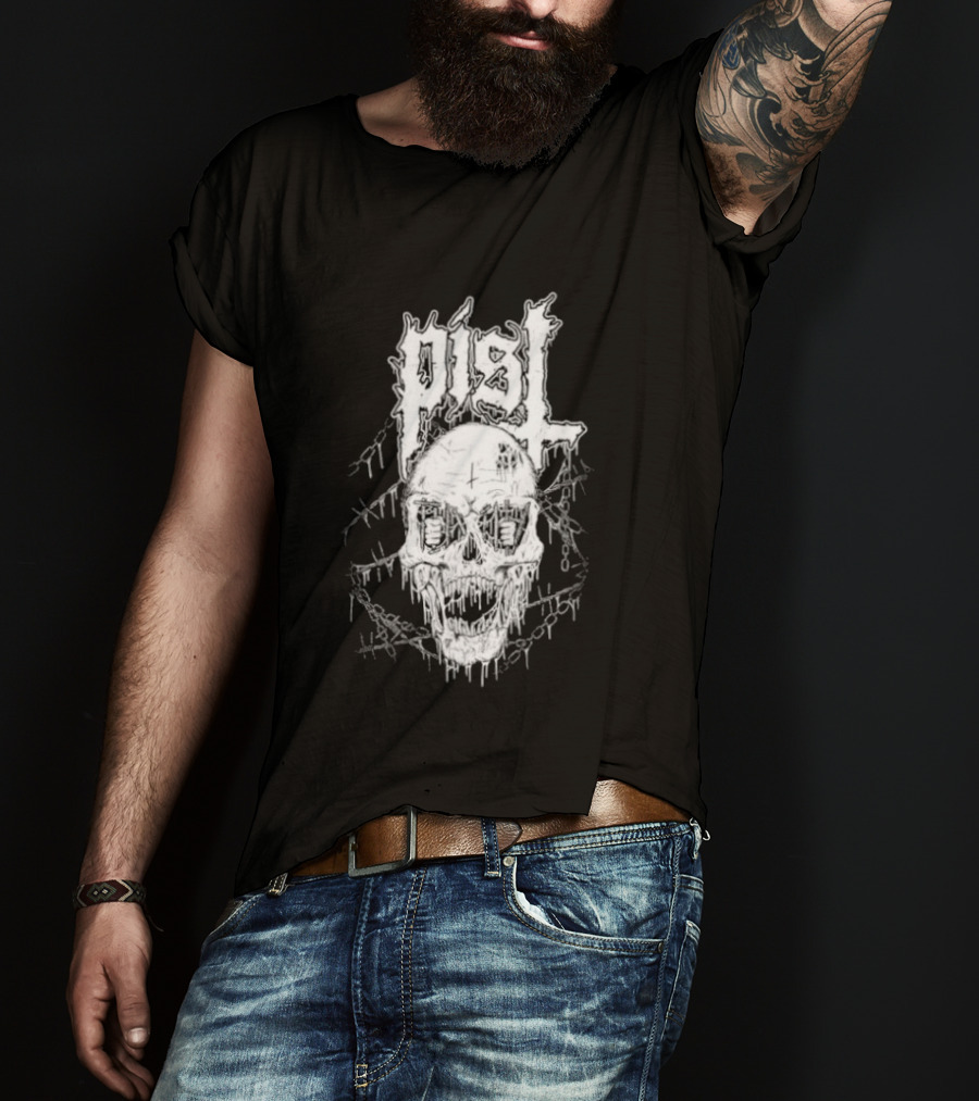 PISL Metal Skull With Dripping Branches And Chains T-Shirt
