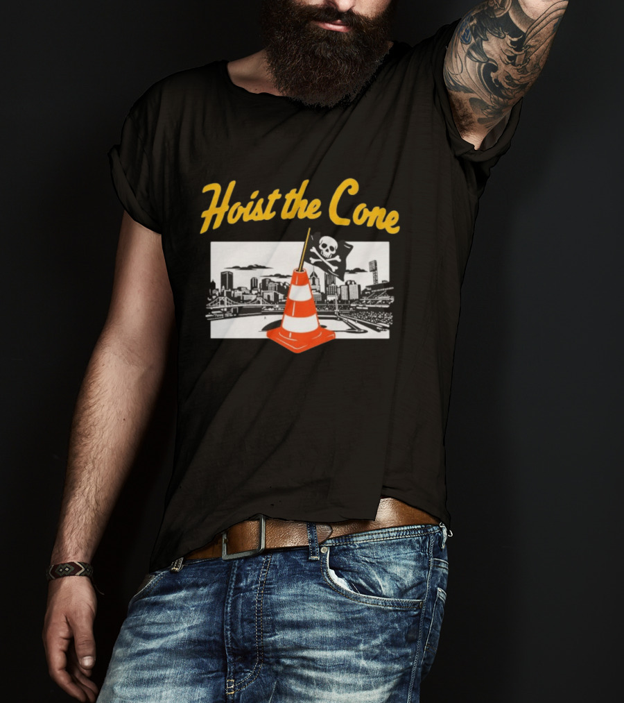 Pittsburgh Pirates Hoist The Cone Baseball Skyline Skull Flag T-Shirt