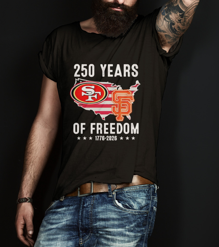 San Francisco 49ers 250 Years Of Freedom 1776 2026 USA Map T-Shirt