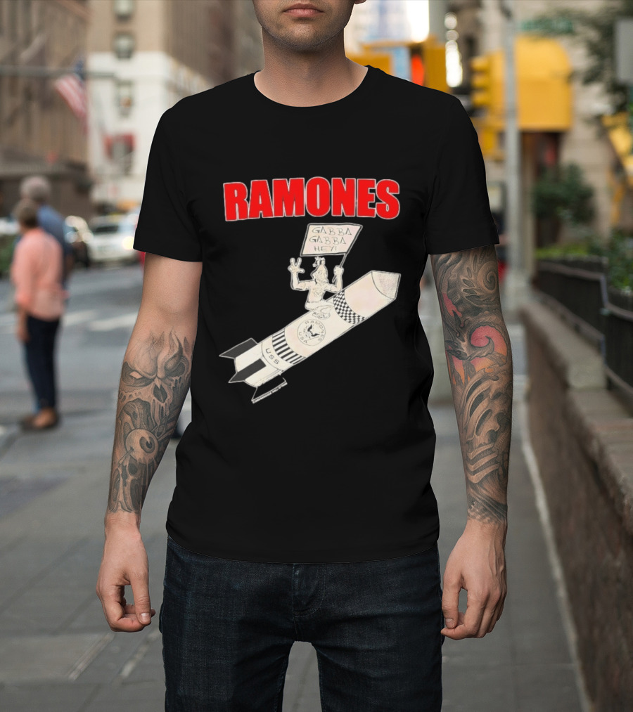 Ramones Gabba Gabba Hey USS Rocket Cartoon T-Shirt