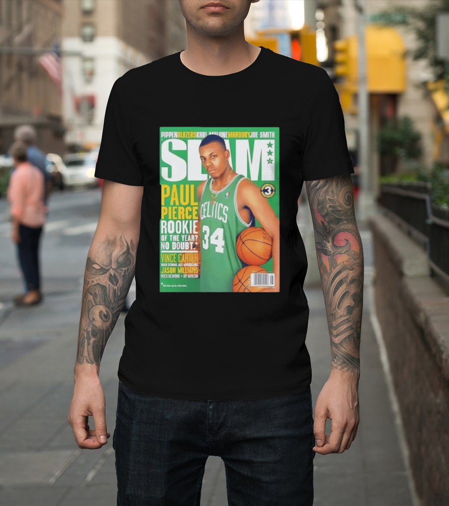 SLAM Paul Pierce Rookie Of The Year Celtics Vince Carter NBA Basketball Magazine Cover T-Shirt