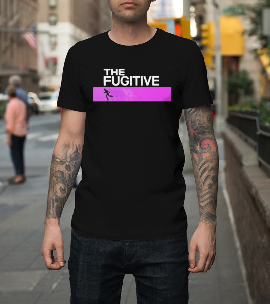 The Fugitive Silhouette Running On Purple Bar T-Shirt