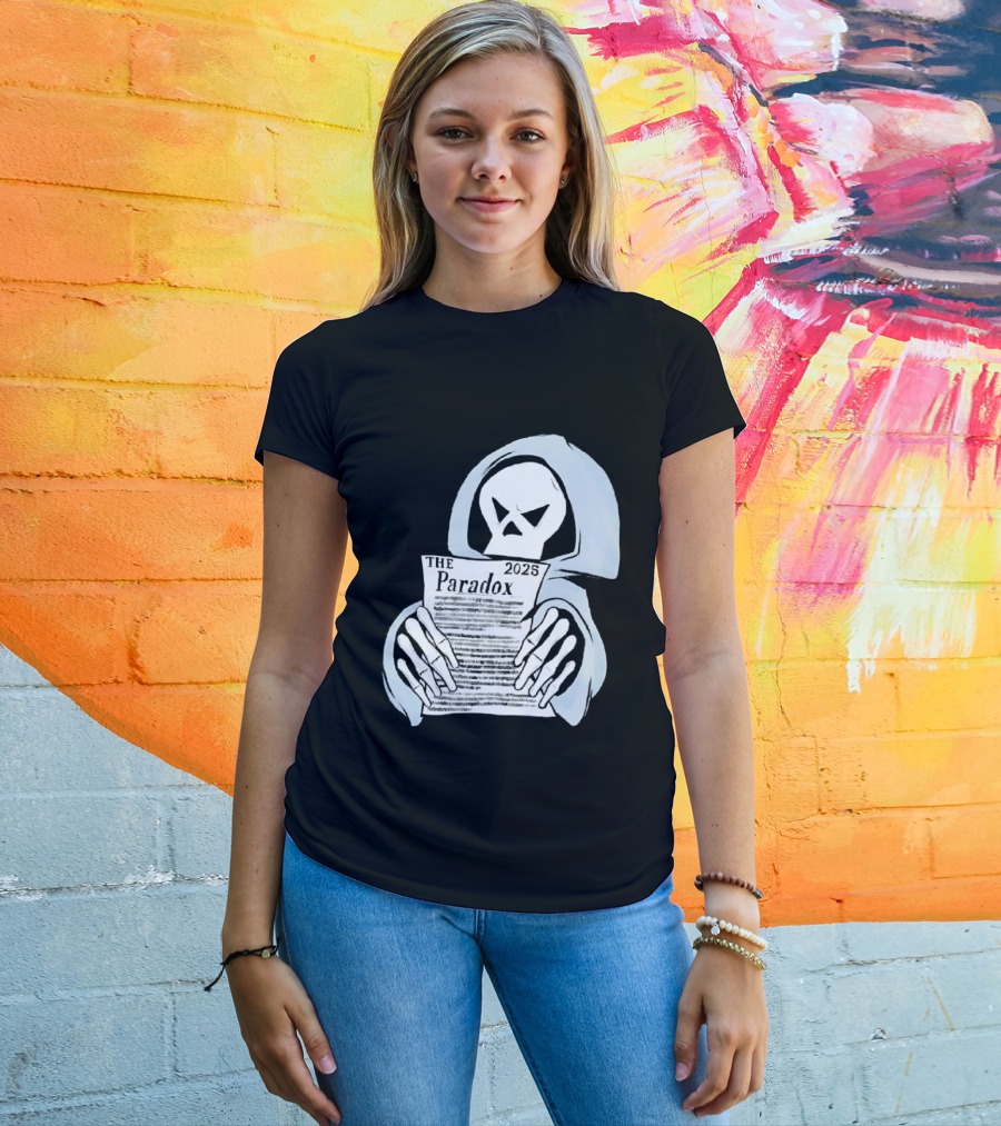 The Paradox Skull Grim Reaper Holding 2023 Newspaper T-Shirt