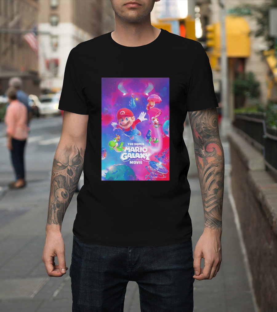 The Super Mario Galaxy Movie Adventure Featuring Iconic Characters T-Shirt