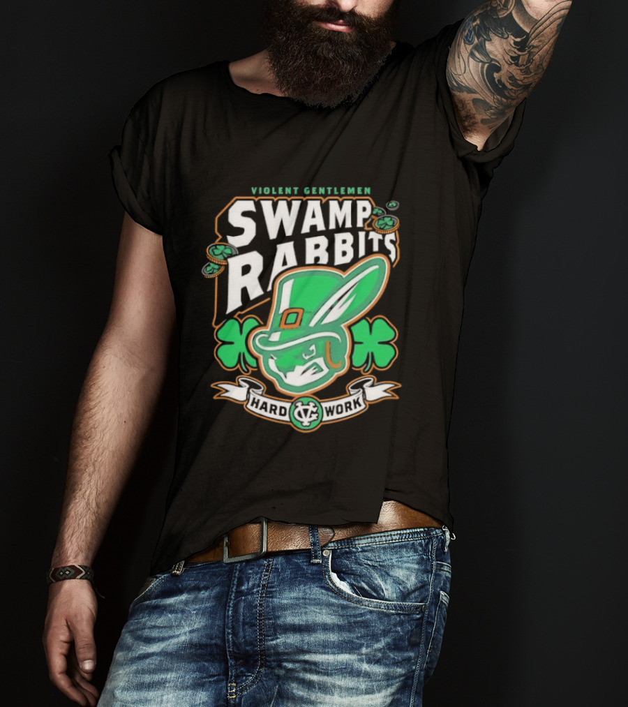 Violent Gentlemen Swamp Rabbits Hard Work Swamp Leprechaun T-Shirt