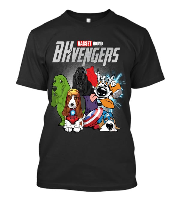 Basset Hound BHvengers Superhero Assembly T-Shirt