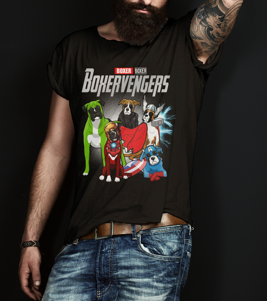 Boxer Boxervengers Marvel-Inspired Heroic Dogs T-Shirt