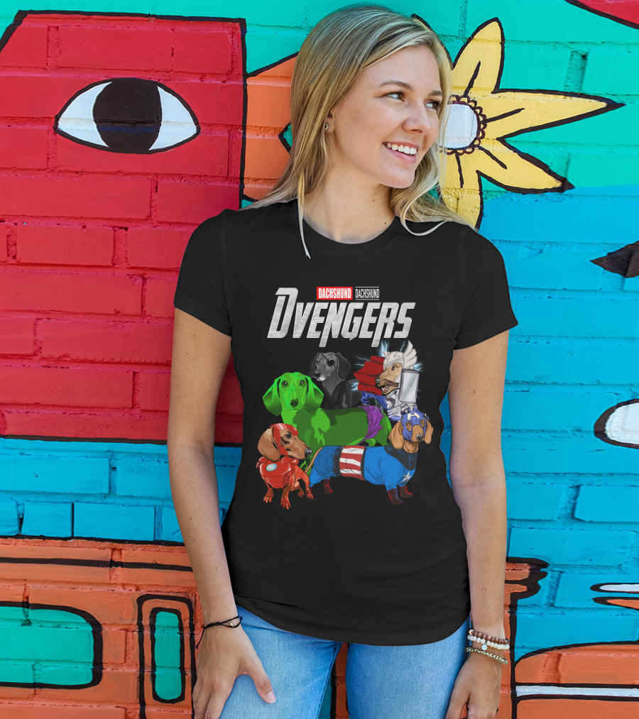Dachshund Dvengers Dogs In Superhero Costumes T-Shirt