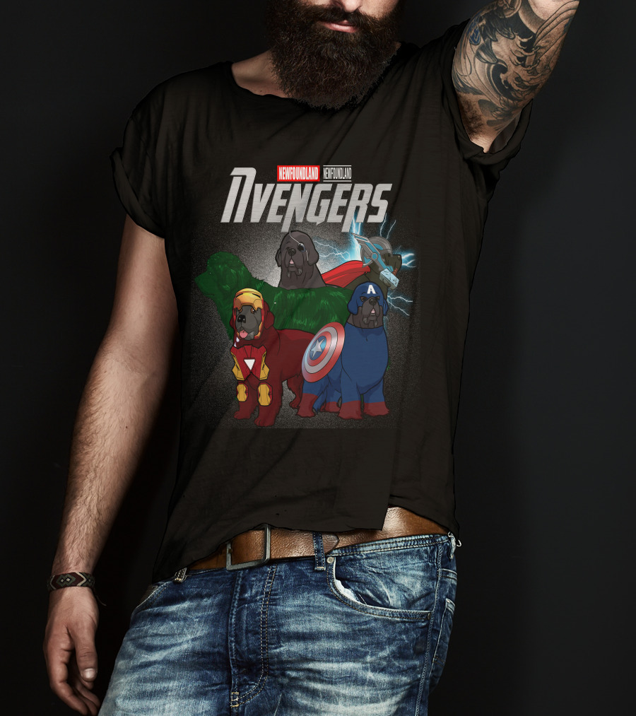 Newfoundland Avengers Dog Parody Marvel Superheroes T-Shirt