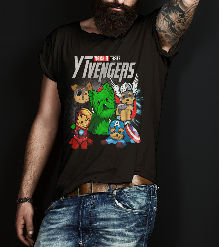 Yorkshire Terrier YTvengers Superhero Pups In Iconic Costumes T-Shirt