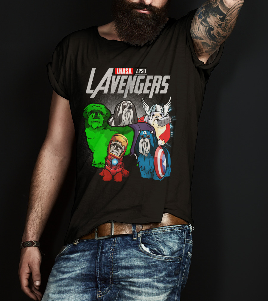Lhasa Apso LAvengers Comic Superhero Dogs T-Shirt