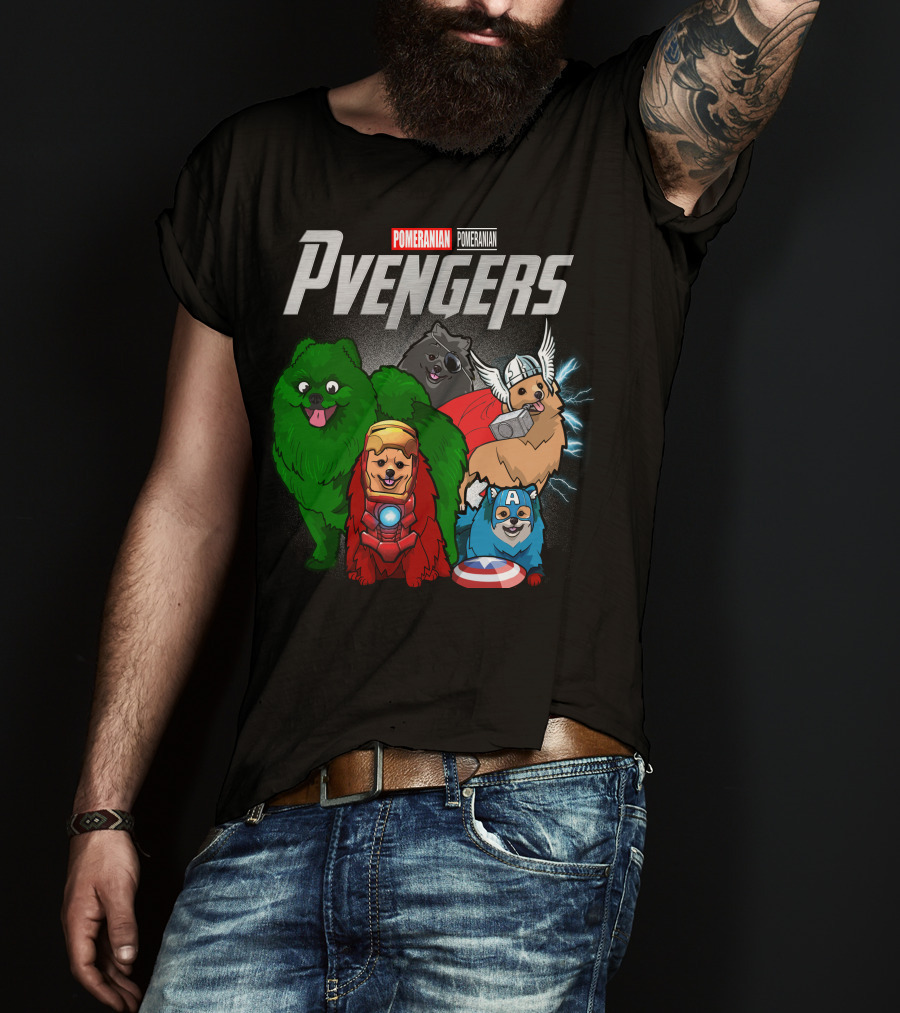 Pomeranian Pvengers Avengers Dog Superhero T-Shirt
