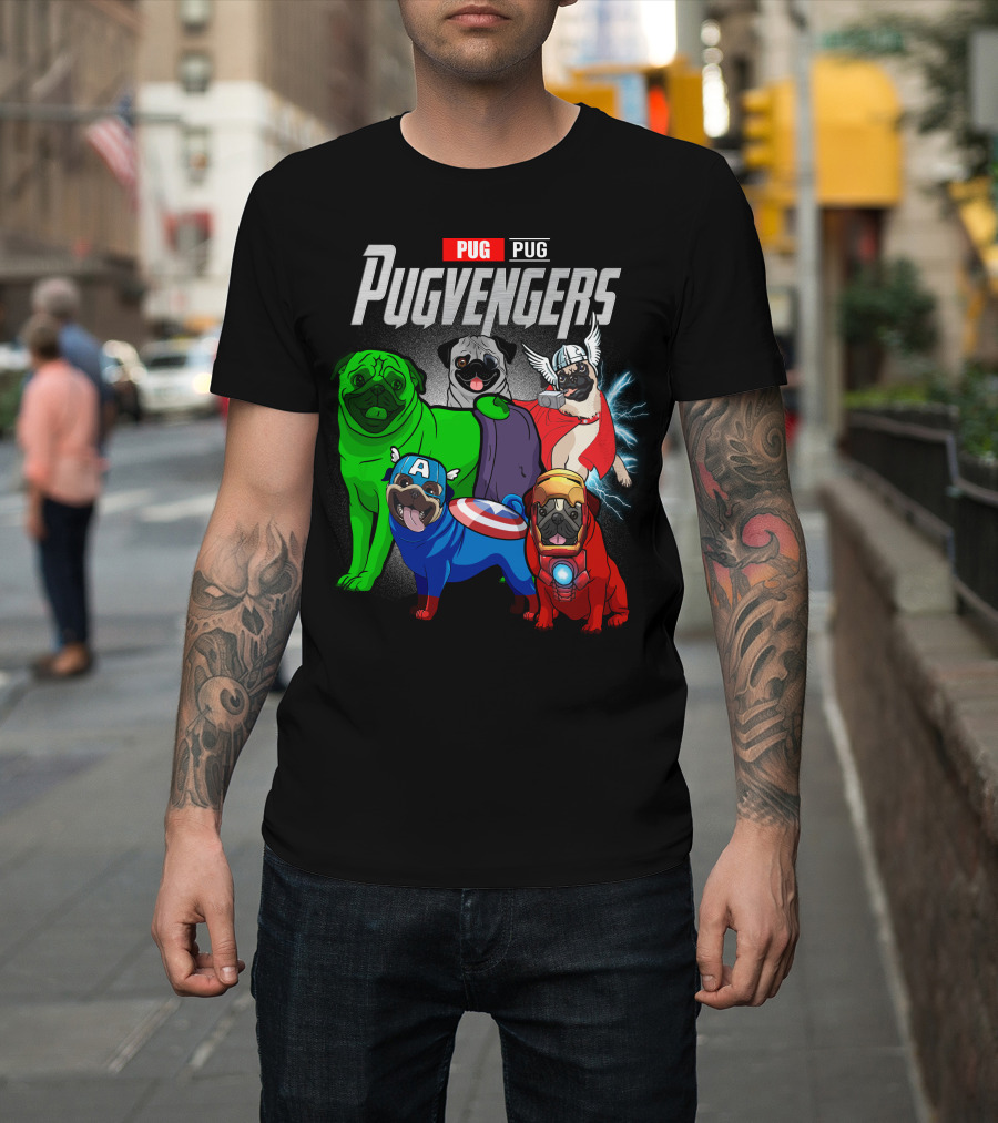 Pug Pugvengers Superhero Dogs Comic T-Shirt