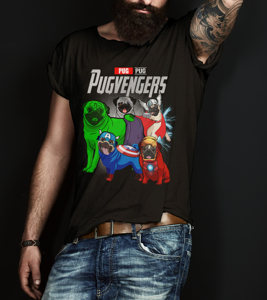 Pug Pugvengers Superhero Dogs Comic T-Shirt