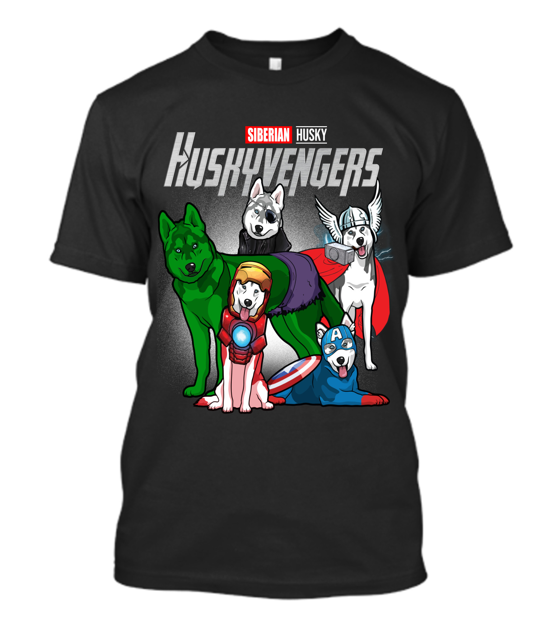 Siberian Husky Huskyvengers Superhero Dogs T-Shirt