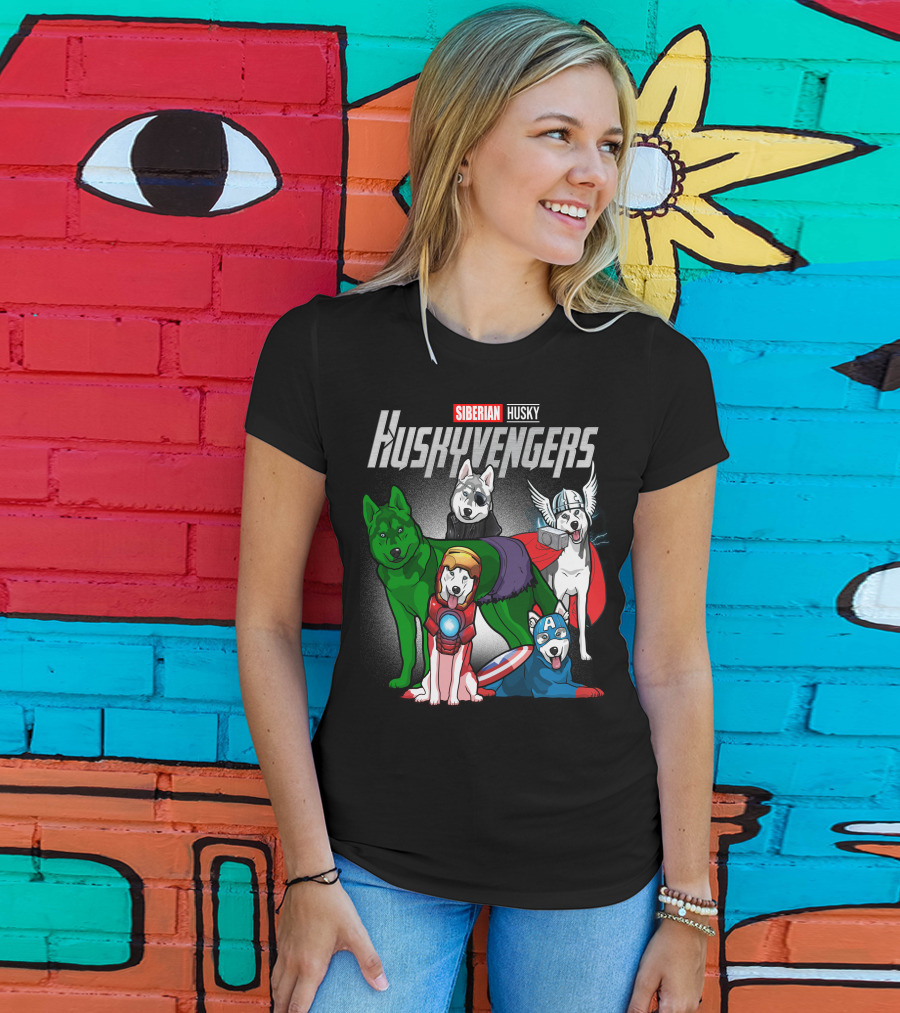 Siberian Husky Huskyvengers Superhero Dogs T-Shirt