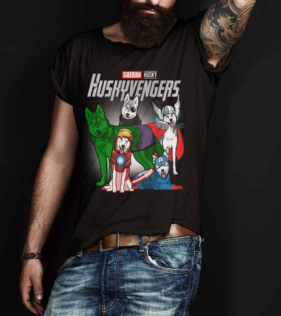 Siberian Husky Huskyvengers Superhero Dogs T-Shirt