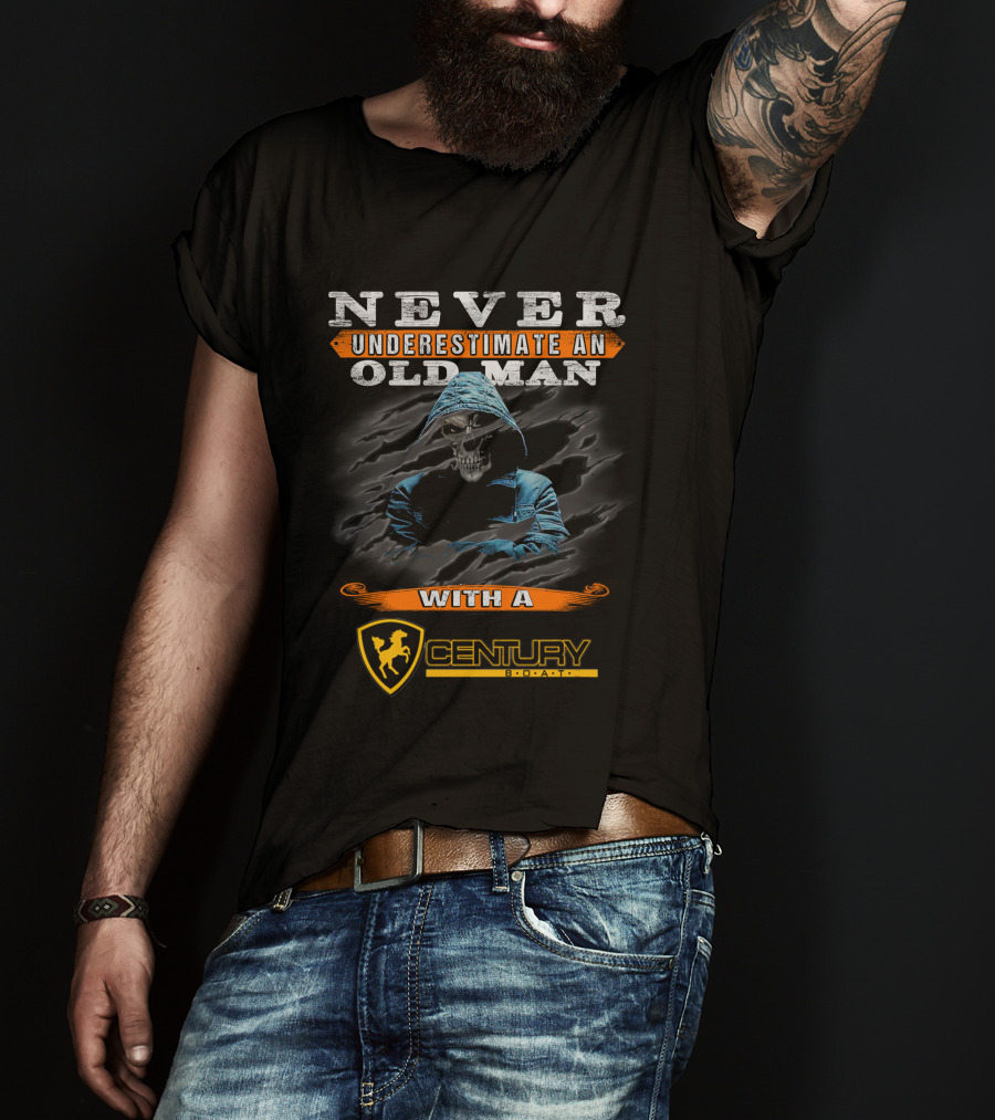 Never Underestimate An Old Man With A Century Boatyard Skull T-Shirt
