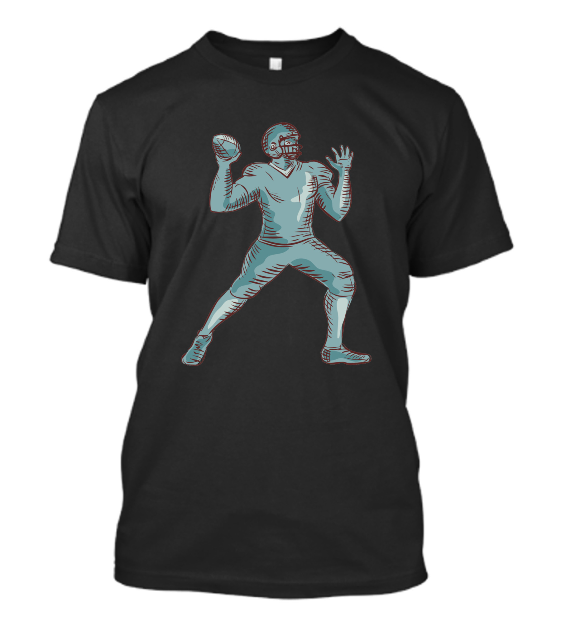American Football Quarterback Throwing Etching 1074401 T-Shirt