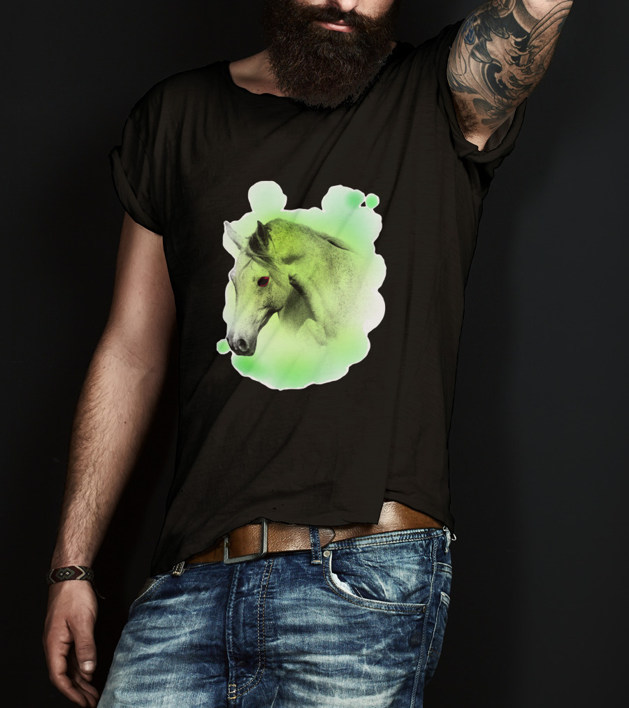 Arabic Horse Neon Green Art 334448 T-Shirt