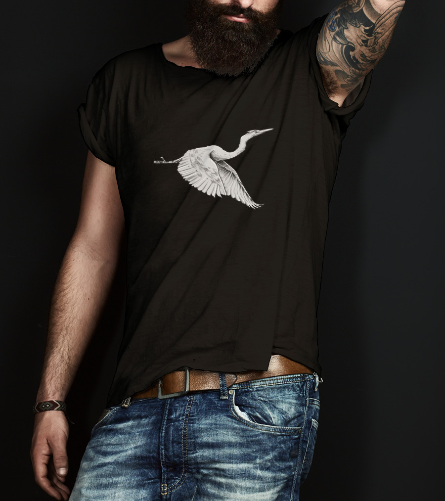 Aurora 534488 White Heron In Flight T-Shirt