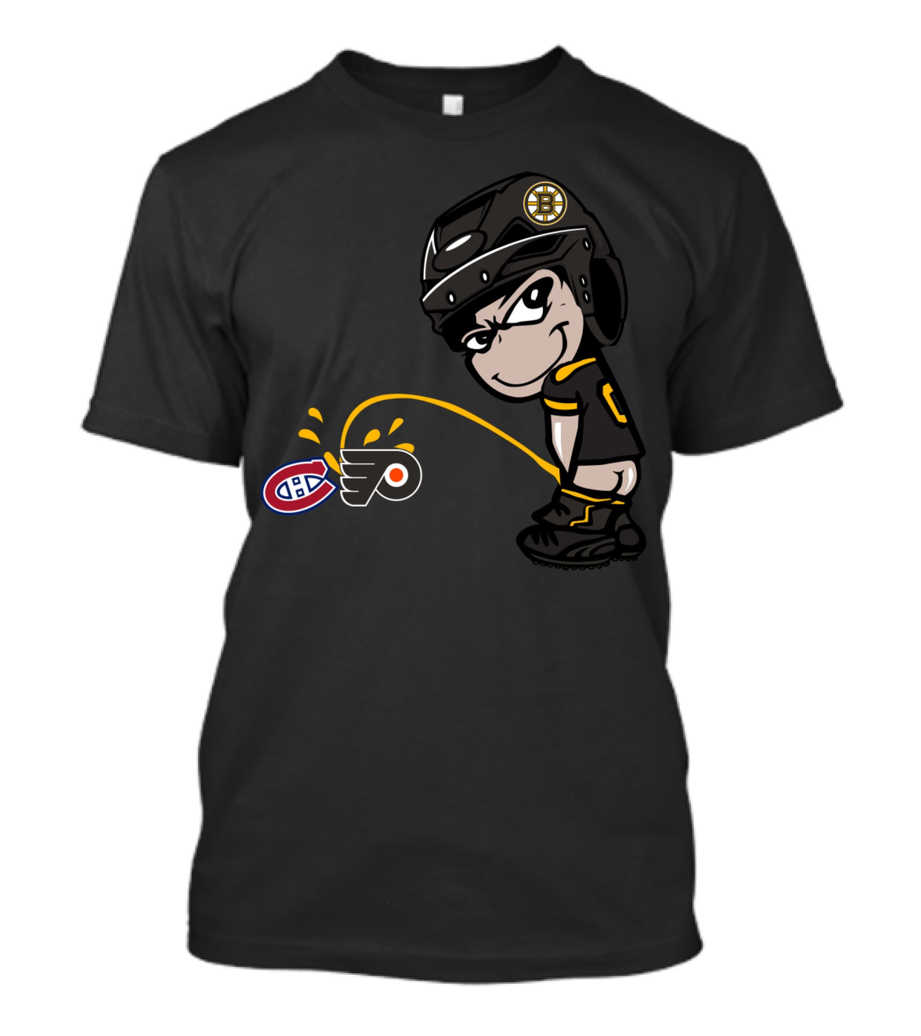 Boston Bruins Rivalry Hockey Toilet Humor Montreal Canadiens Philadelphia Flyers T-Shirt