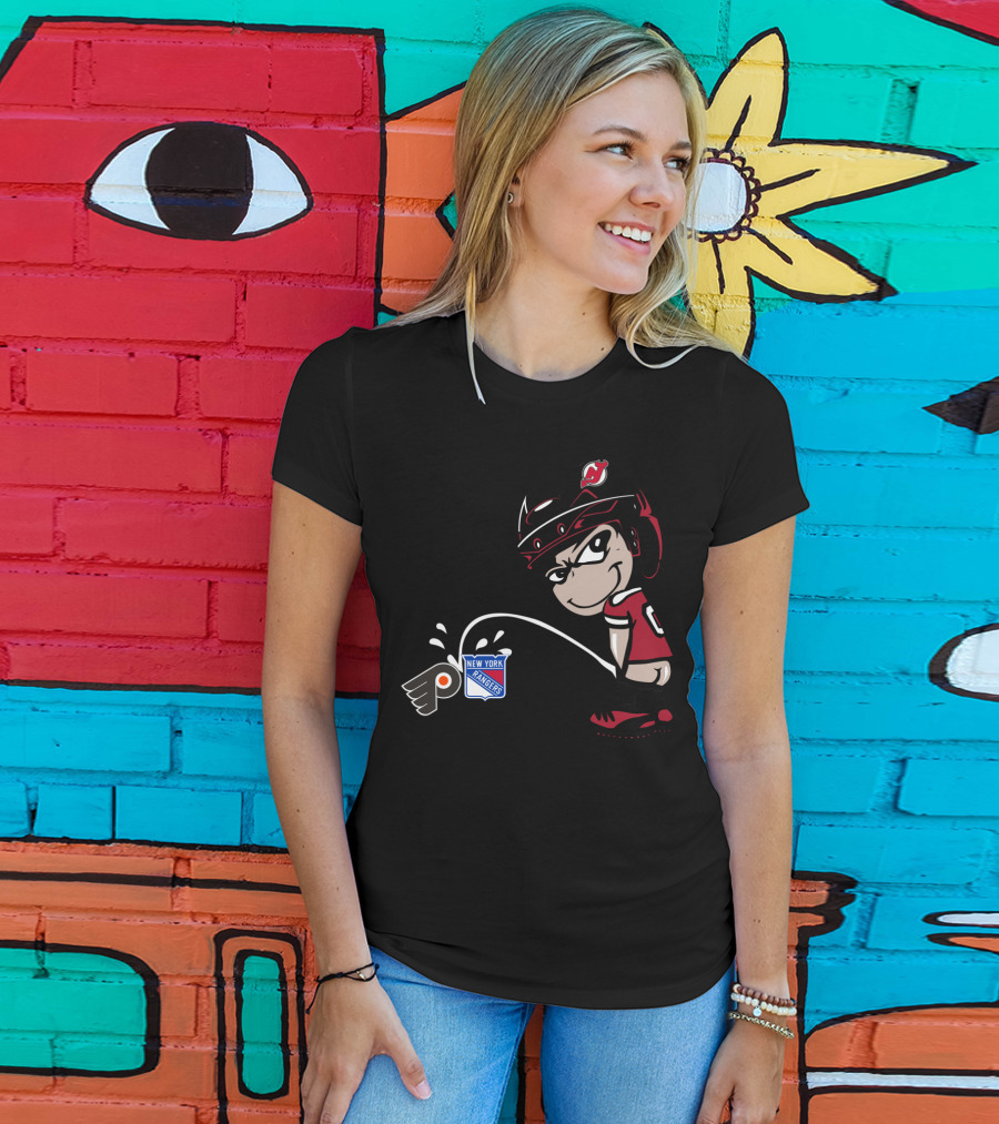 New Jersey Devils Rivalry With Philadelphia Flyers And New York Rangers T-Shirt