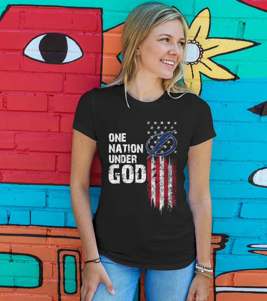 One Nation Under God Tampa Bay Lightning Flag T-Shirt