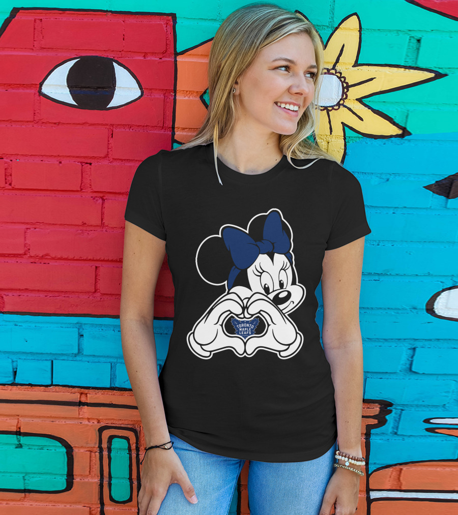 Toronto Maple Leafs Minnie Mouse Heart Hands T-Shirt