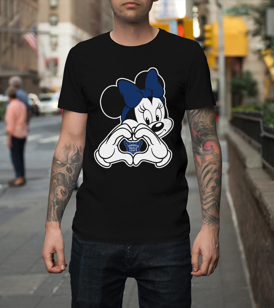 Toronto Maple Leafs Minnie Mouse Heart Hands T-Shirt