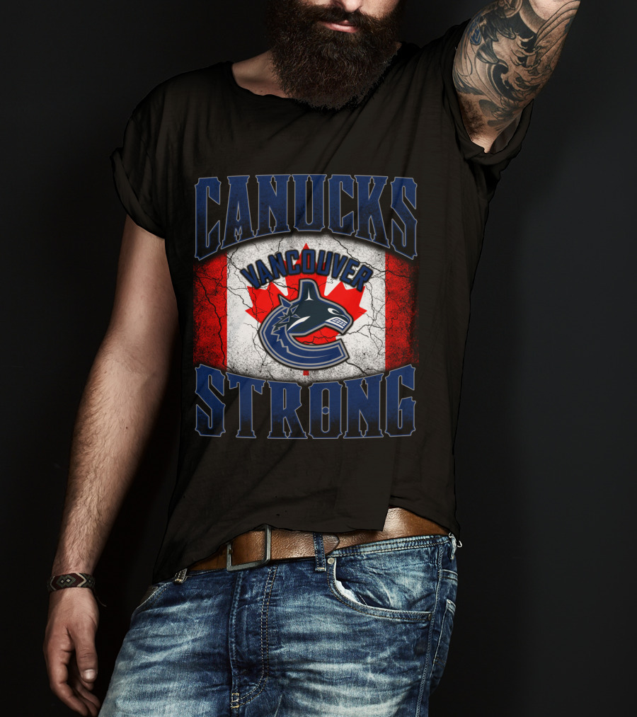 Vancouver Canucks Strong Canadian Flag Hockey T-Shirt