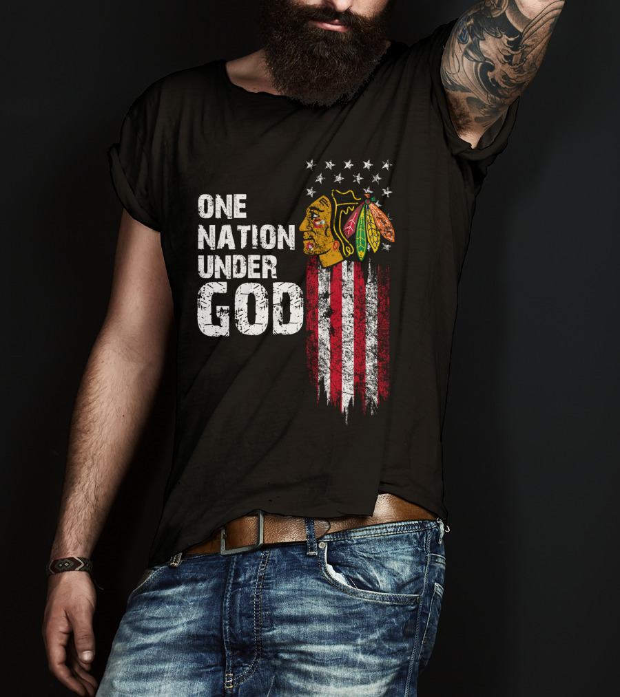 One Nation Under God Blackhawks Stars And Stripes T-Shirt