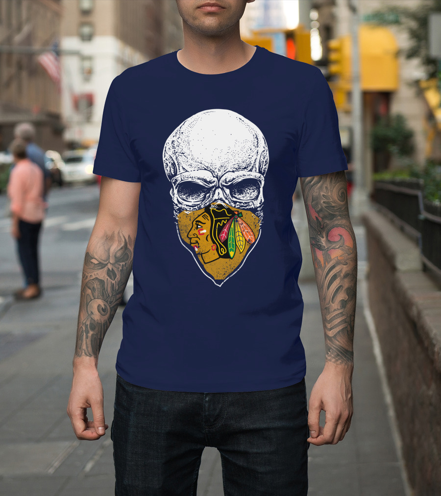 Blackhawks Skull Face Mask T-Shirt