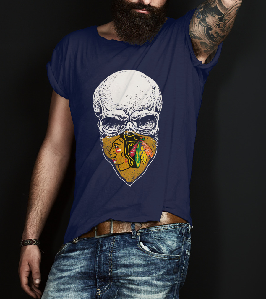 Blackhawks Skull Face Mask T-Shirt