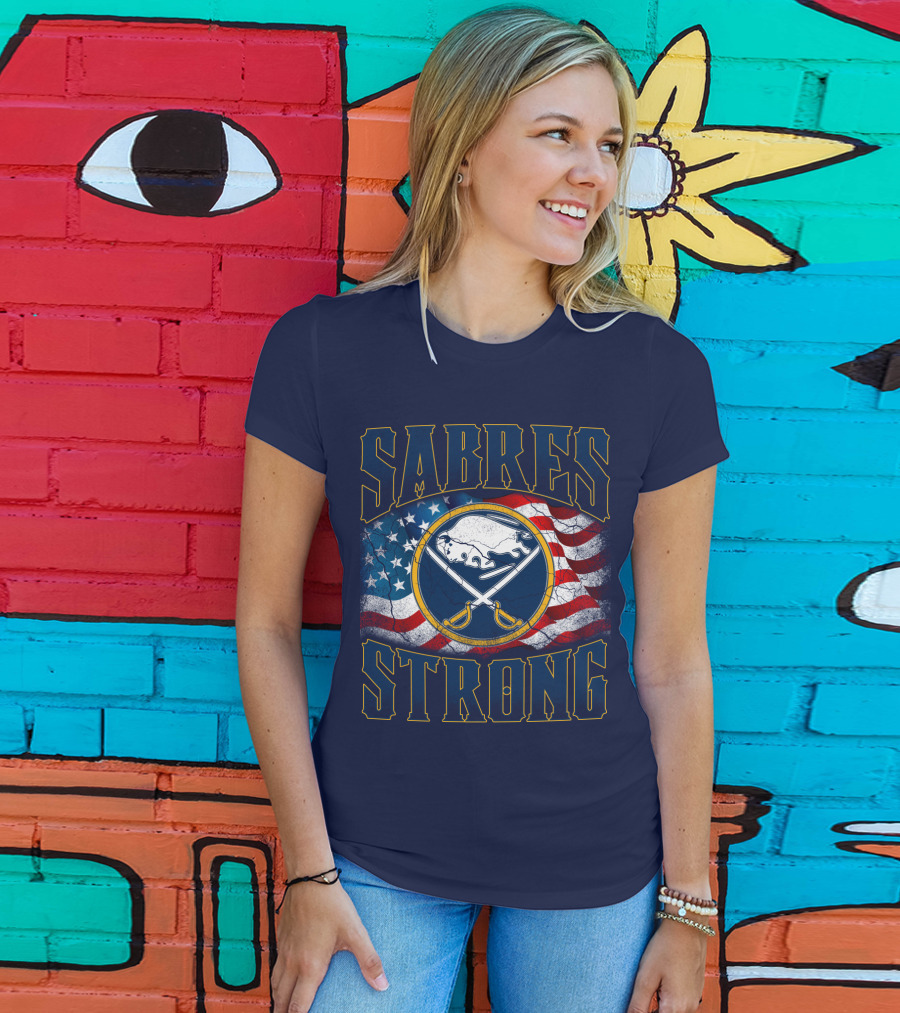 Sabres Strong Buffalo American Flag T-Shirt