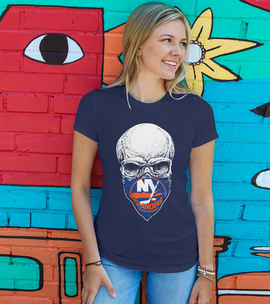 Ny Islanders Skull Logo Hockey Fan T-Shirt